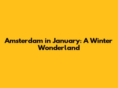 Amsterdam in January: A Winter Wonderland