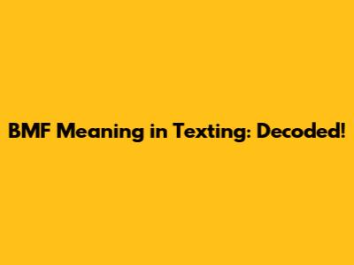 BMF Meaning in Texting: Decoded!