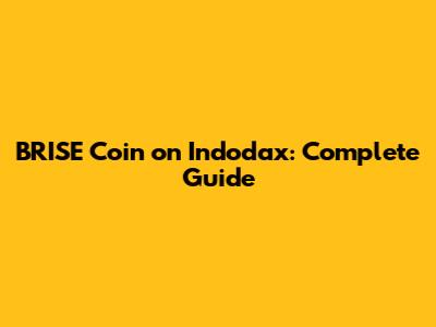 BRISE Coin on Indodax: Complete Guide