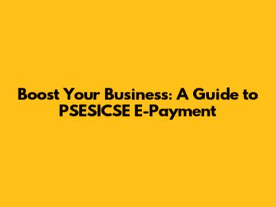 Boost Your Business: A Guide to PSESICSE E-Payment