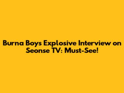 Burna Boy's Explosive Interview on Seonse TV: Must-See!