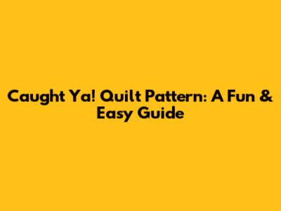 Caught Ya! Quilt Pattern: A Fun & Easy Guide