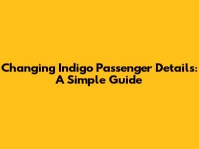 Changing Indigo Passenger Details: A Simple Guide