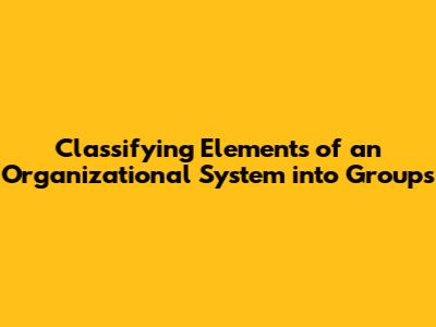 Classifying Elements of an Organizational System into Groups
