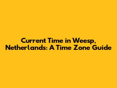 Current Time in Weesp, Netherlands: A Time Zone Guide