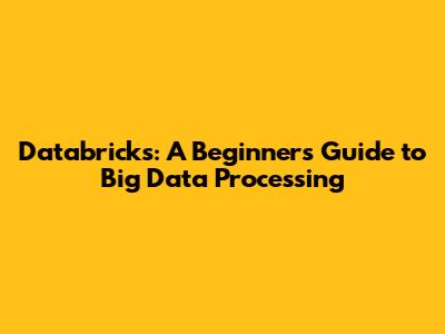 Databricks: A Beginner's Guide to Big Data Processing