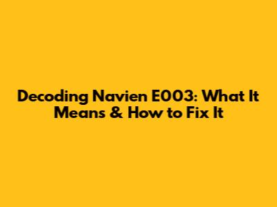 Decoding Navien E003: What It Means & How to Fix It