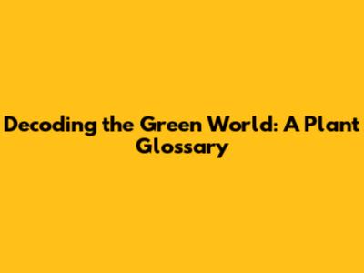 Decoding the Green World: A Plant Glossary