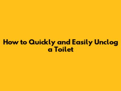 How to Quickly and Easily Unclog a Toilet
