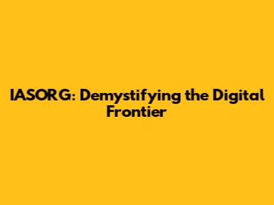 IASORG: Demystifying the Digital Frontier