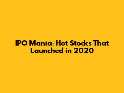 IPO Mania: Hot Stocks That Launched in 2020