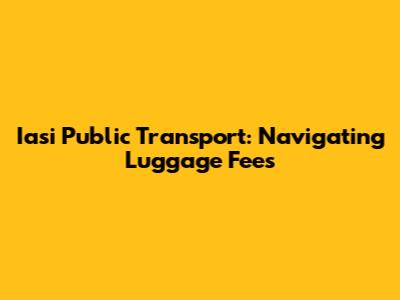 Iasi Public Transport: Navigating Luggage Fees