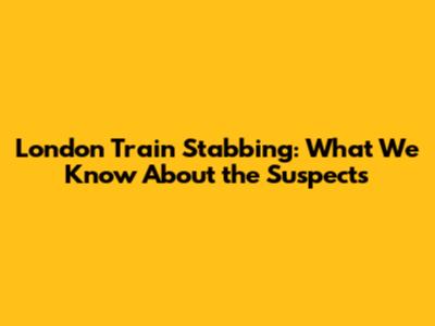 London Train Stabbing: What We Know About the Suspects