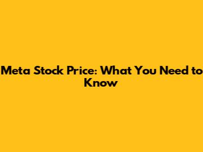 Meta Stock Price: What You Need to Know
