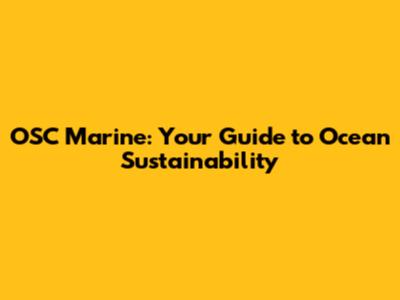 OSC Marine: Your Guide to Ocean Sustainability