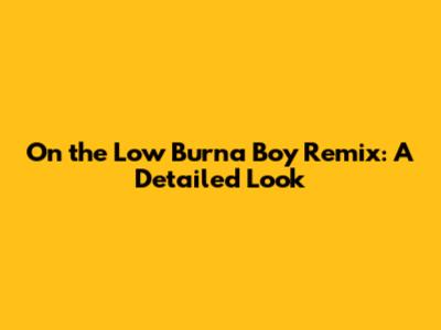 On the Low Burna Boy Remix: A Detailed Look
