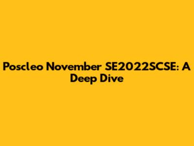 Poscleo November SE2022SCSE: A Deep Dive