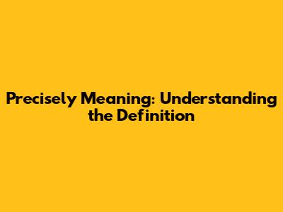 Precisely Meaning: Understanding the Definition