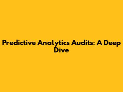 Predictive Analytics Audits: A Deep Dive