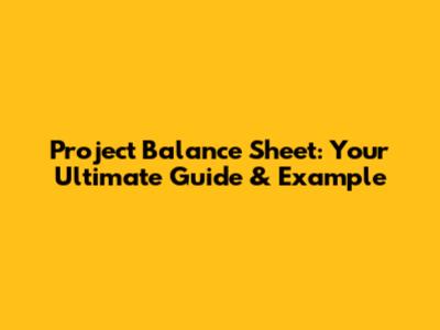 Project Balance Sheet: Your Ultimate Guide & Example
