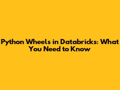 Python Wheels in Databricks: What You Need to Know
