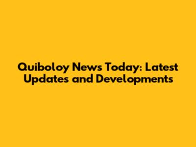 Quiboloy News Today: Latest Updates and Developments