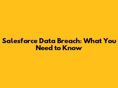 Salesforce Data Breach: What You Need to Know