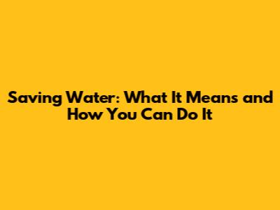 Saving Water: What It Means and How You Can Do It