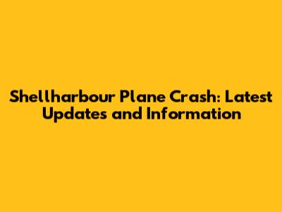 Shellharbour Plane Crash: Latest Updates and Information