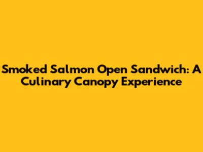 Smoked Salmon Open Sandwich: A Culinary Canopy Experience