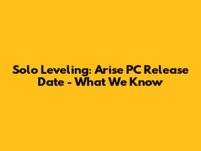 Solo Leveling: Arise PC Release Date - What We Know