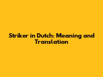 Striker in Dutch: Meaning and Translation
