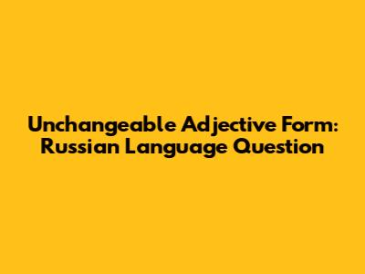 Unchangeable Adjective Form: Russian Language Question