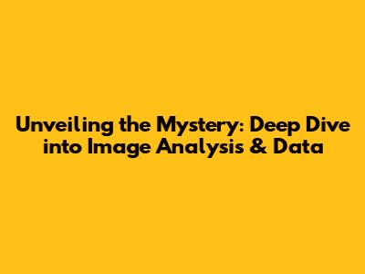 Unveiling the Mystery: Deep Dive into Image Analysis & Data