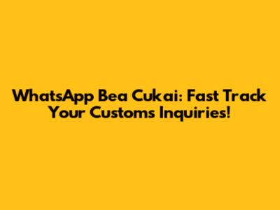 WhatsApp Bea Cukai: Fast Track Your Customs Inquiries!