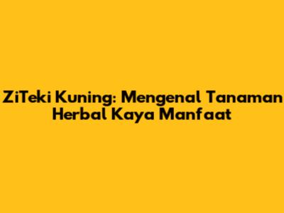 ZiTeki Kuning: Mengenal Tanaman Herbal Kaya Manfaat